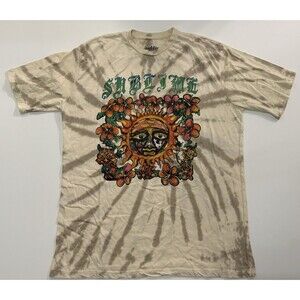 Sublime Tie-Dye Cotton T-shirt Mens XL Cream and Green Graphic Design Skater